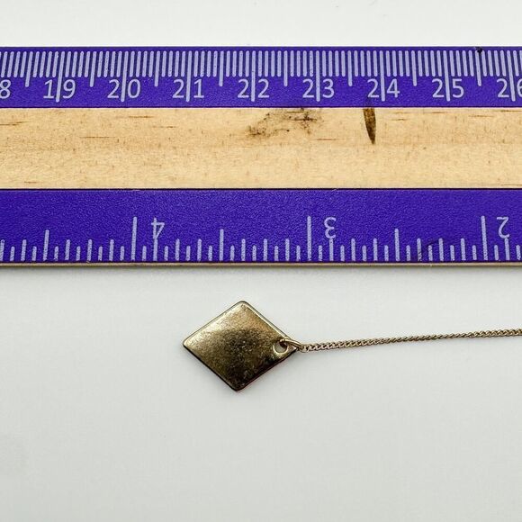 Vintage Gold Tone Diamond Shape Threader Earrings Modern Minimalist Dangle Drop - Picture 8 of 8